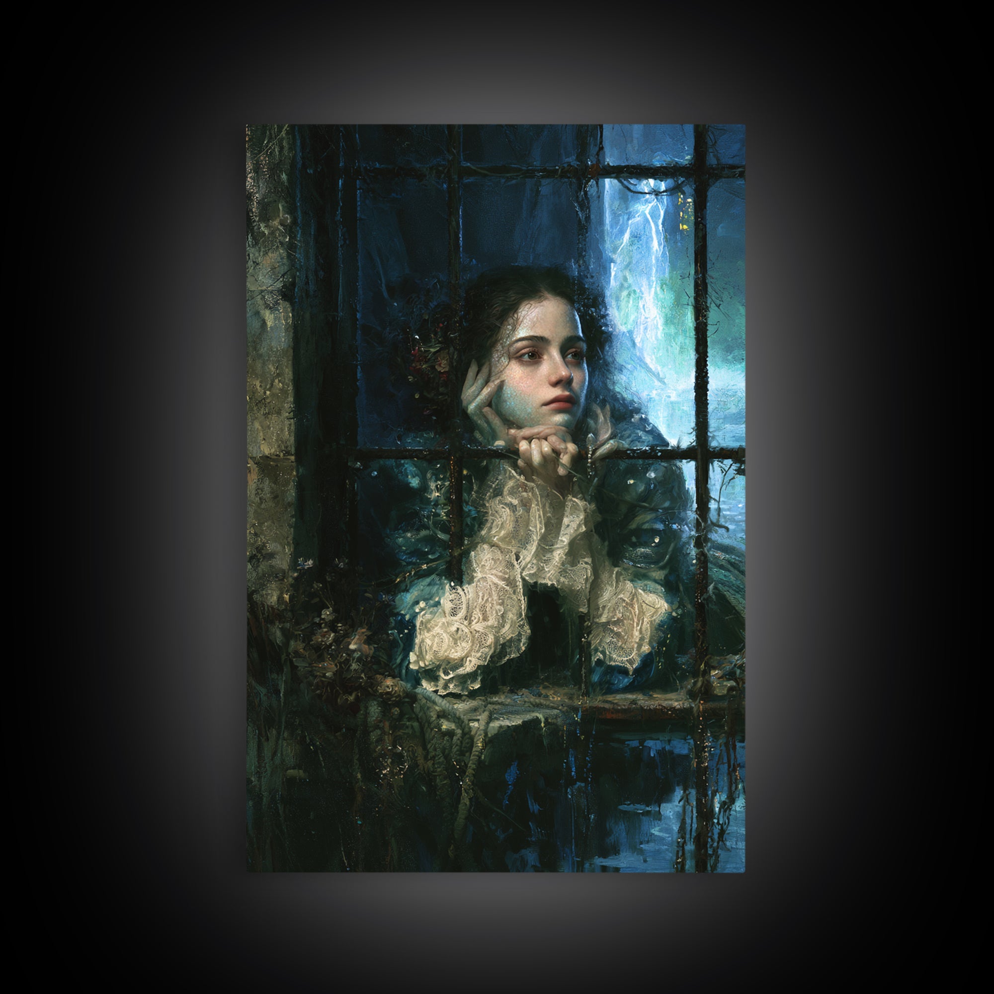 The Lagoon Bride, Victorian Creature Portrait, Vertical Canvas Print, Antique Style Decor, Gothic Wall Decor, Classic Monster Art