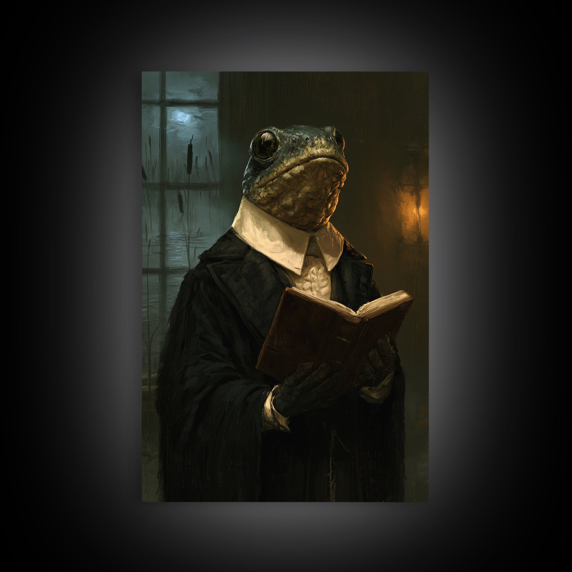 The River Chapel Creature, Victorian Creature Portrait, Vertical Canvas Print, Classic Halloween Decor, Classic Monster Art