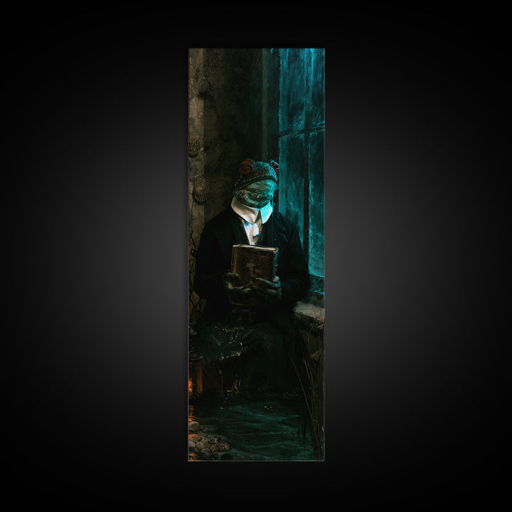 The River Chapel Creature, Victorian Creature Portrait, Tall Narrow Canvas Print, Classic Halloween Decor, Classic Monster Art