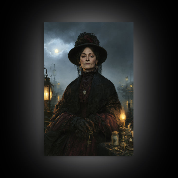 The Marsh Widow, Victorian Creature Portrait, Vertical Canvas Print, Dark Academia Decor, Gothic Wall Decor, Classic Monster Art