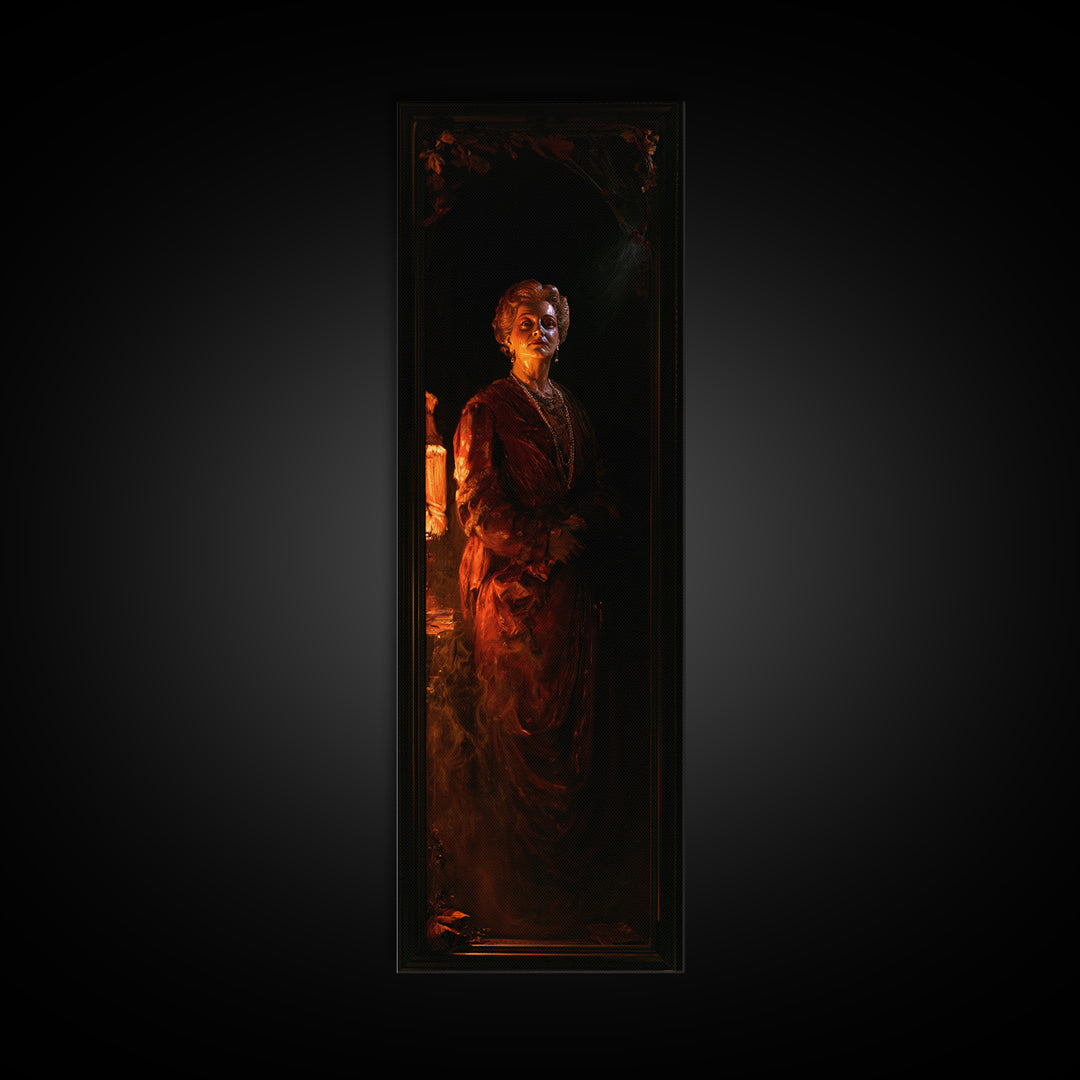 The Wax Museum Lady, Macabre Victorian Portrait, Tall Narrow Canvas Print, Macabre Home Decor, Canvas Print, Classic Monster Art