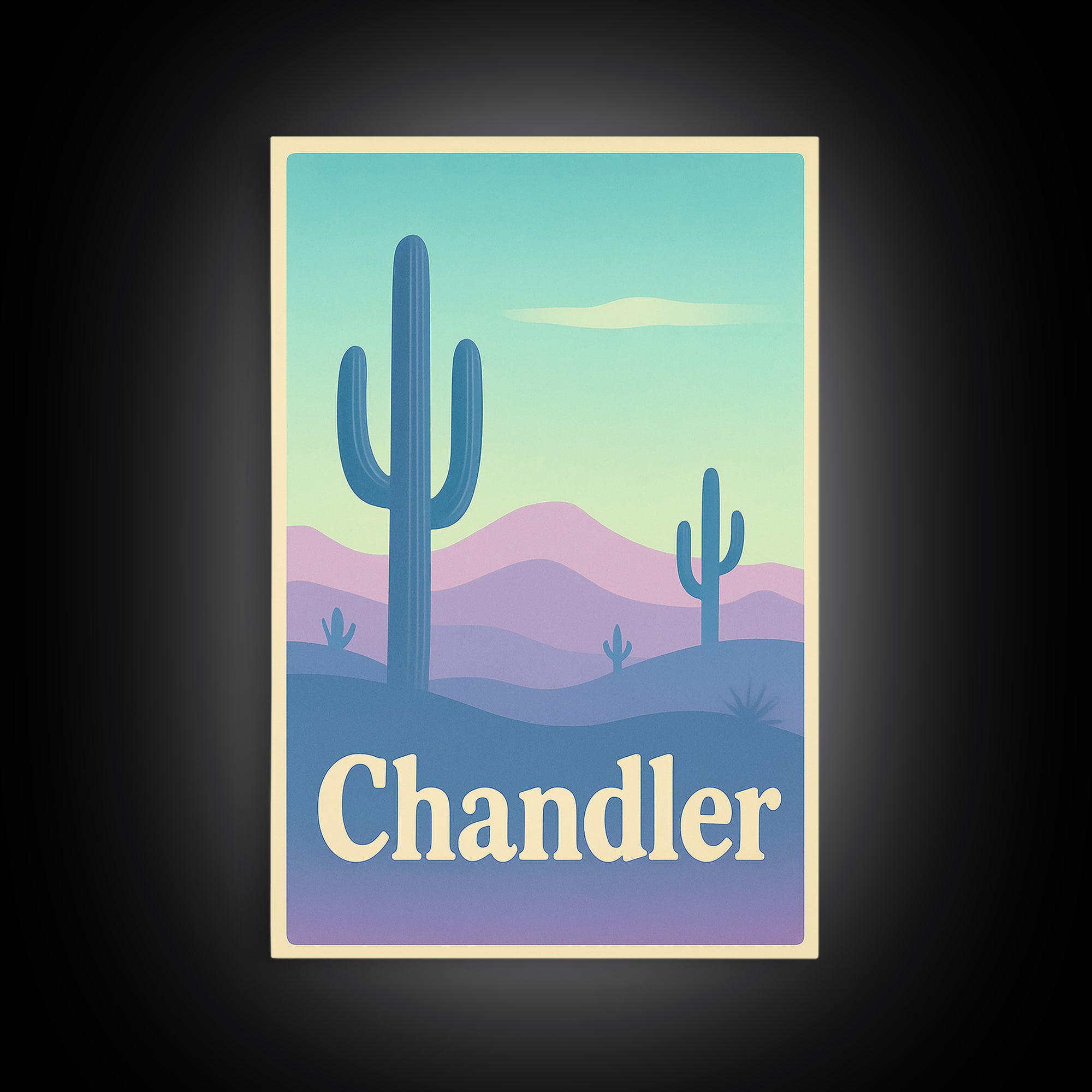 Chandler Travel Poster, Canvas Print, Pastel Retro Travel Art, Chandler Art Print, Mid Century Wall Art, Vintage City Poster, Art Print