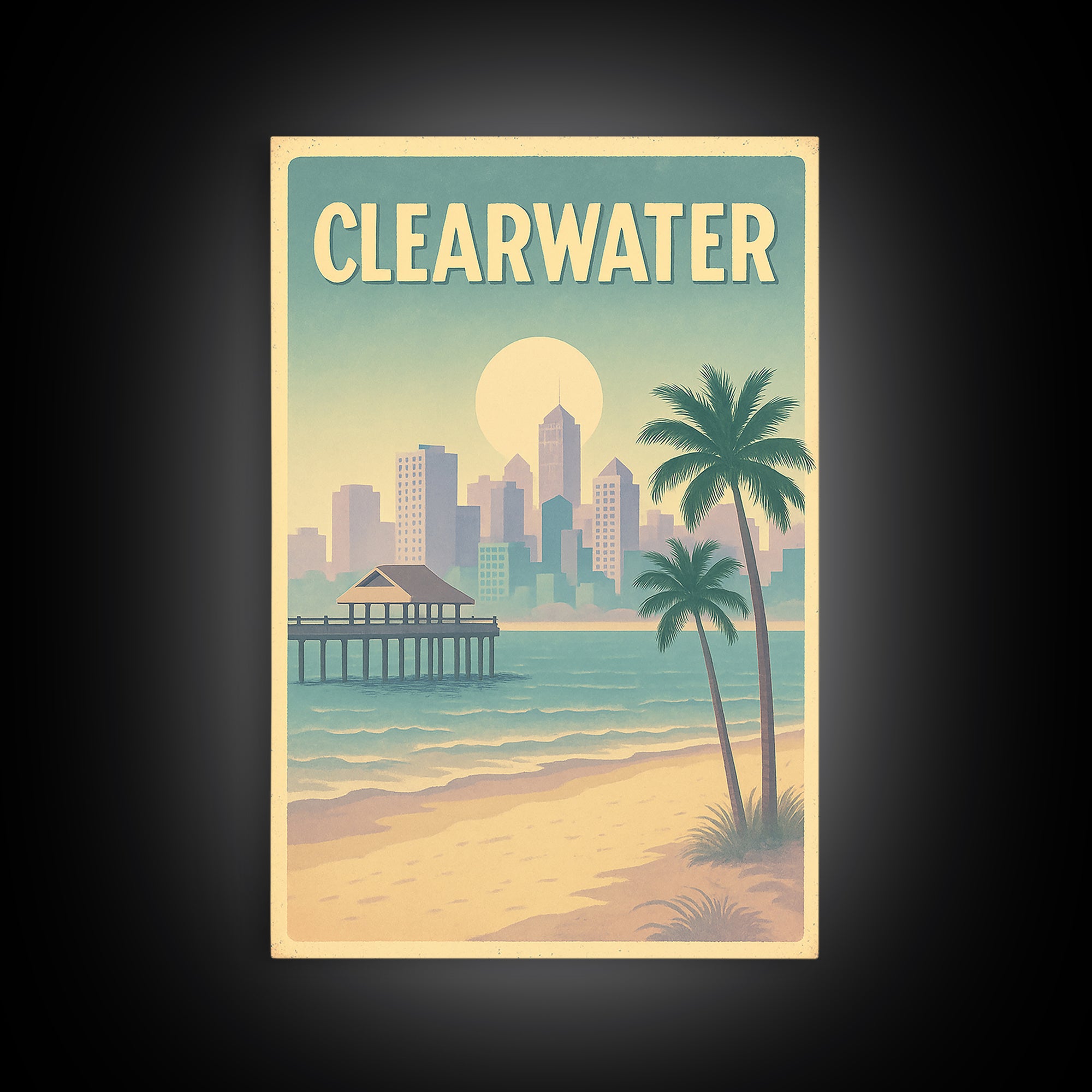 Clearwater Florida Travel Poster, Canvas Print, Dreamy Skyline Poster Art, Clearwater Art Print, Travel Wall Art, City Poster, Wall Art