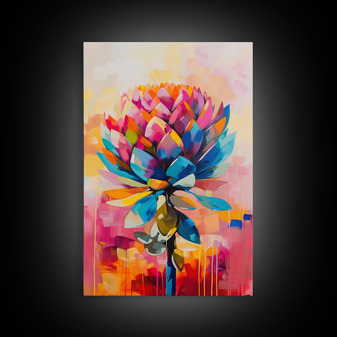 Colorful Rooster Art Framed Canvas Print - Farmhouse Wall Art, Living Room Decor, Vibrant Animal Art for Home Decoration