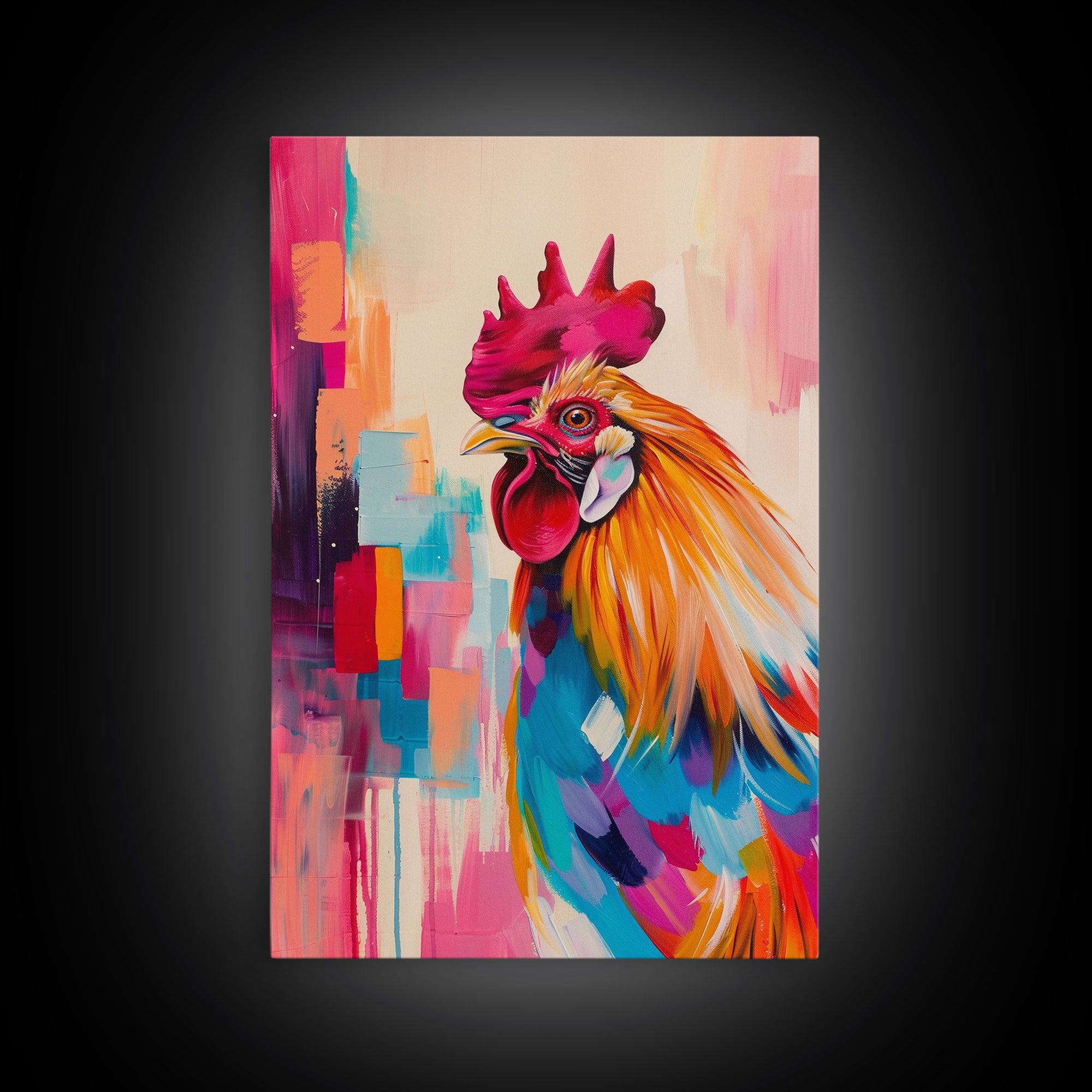 Bright Abstract Floral Framed Canvas Print - Modern Wall Art, Living Room Decor, Colorful Flower Art for Bedroom, Home Decoration