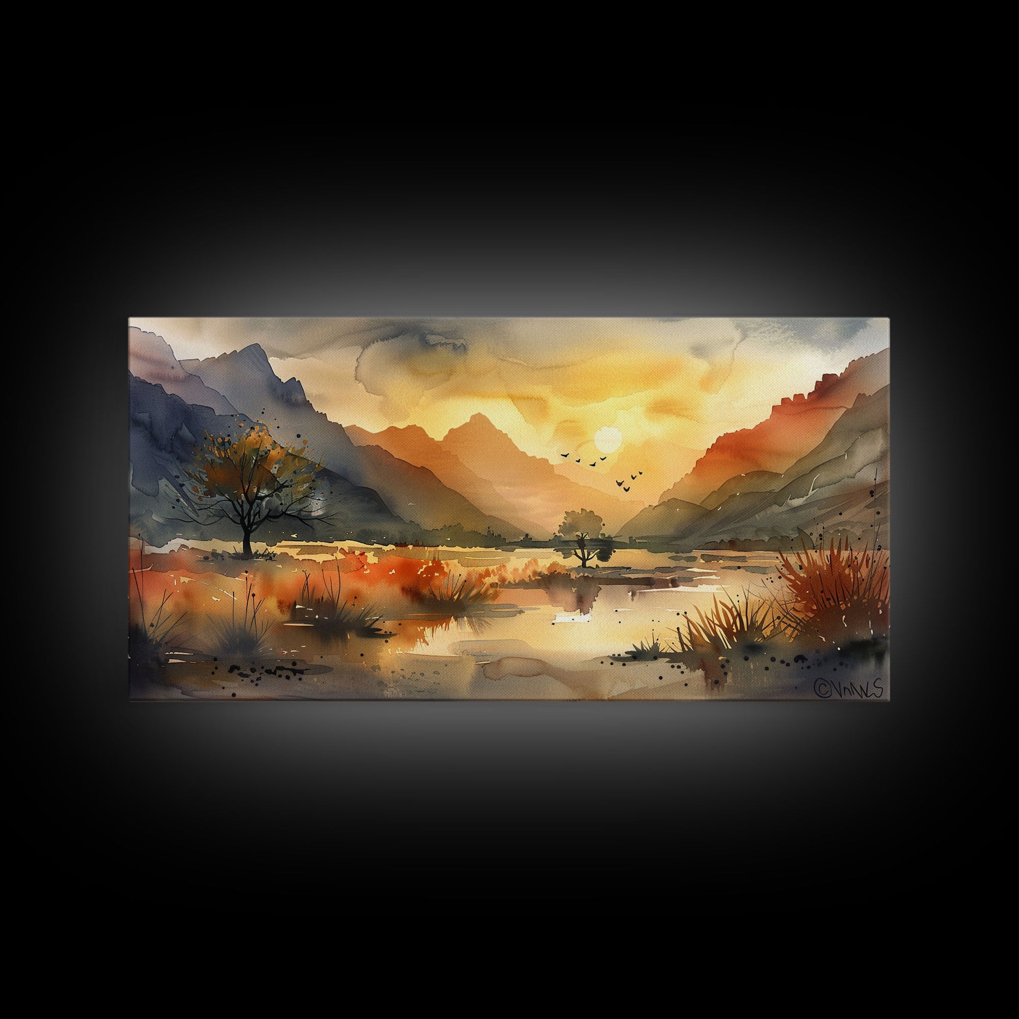 Peaceful Desert Landscape with Autumn Colors, Framed Canvas Print for Living Room Art, Perfect for Boho and Southwestern Decor