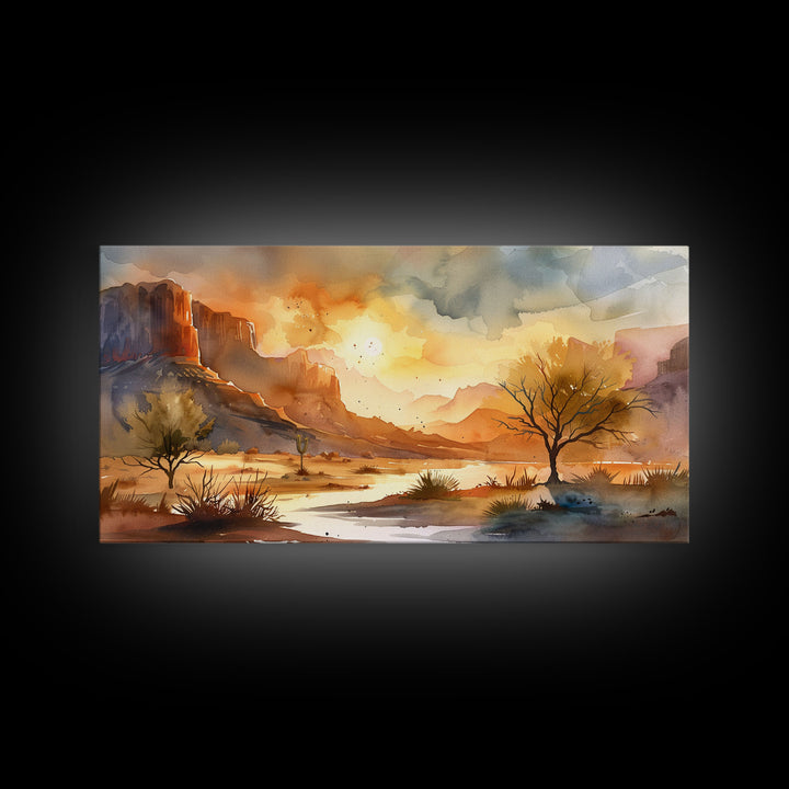 Foggy Rural Farmhouse Scene with Country Road, Charming Framed Canvas Print for Living Room, Rustic Wall Art, Vintage Decor