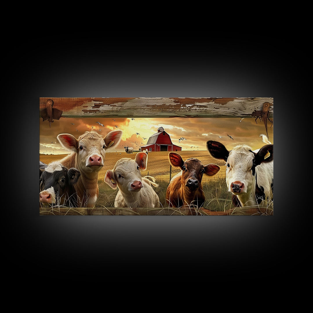 Charming desert garden with blooming cacti and sunset, Framed Canvas Print, perfect for rustic farmhouse living room art