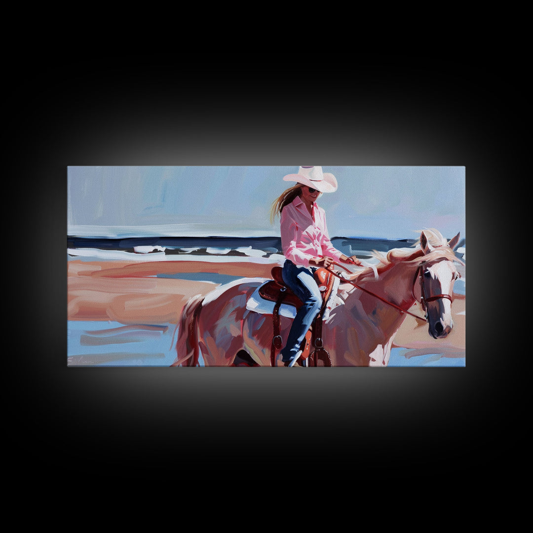 Cowboy Riding Bucking Horse, High Energy Framed Canvas Print, Perfect for Western Living Room Art, Bedroom Decor, Rustic Home Wall Art