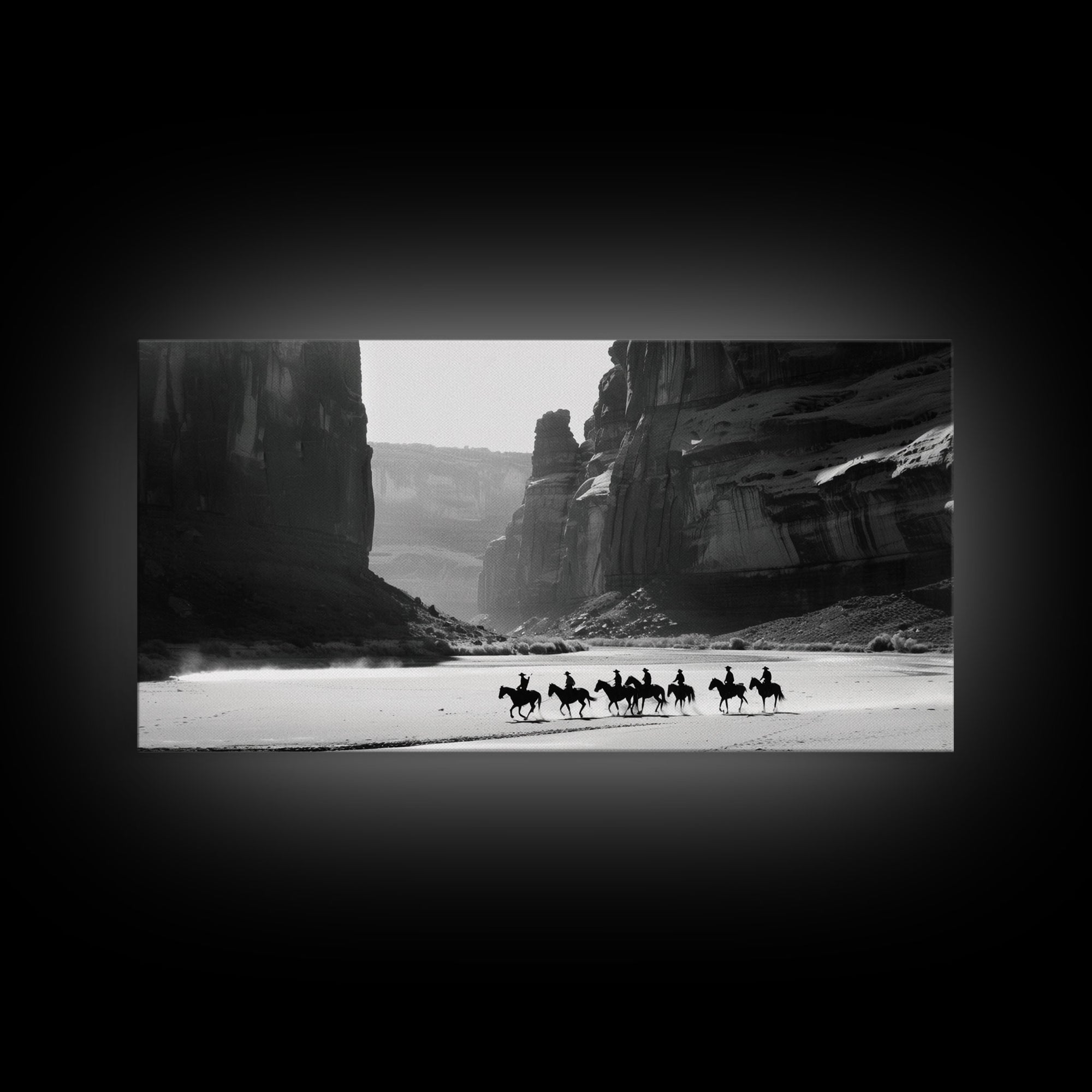 Horse Riders in Monument Valley, Stunning Framed Canvas Print for Living Room Wall Art, Bedroom Decor, Home Decor
