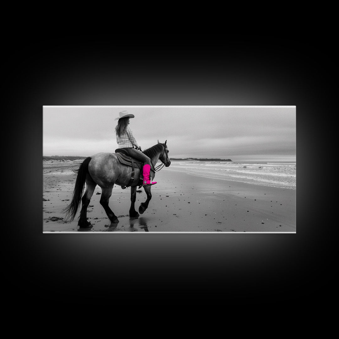 Framed Canvas Print of Highland Cow in Winter Hat, Fun and Quirky Wall Art for Living Room or Bedroom, Unique Decor