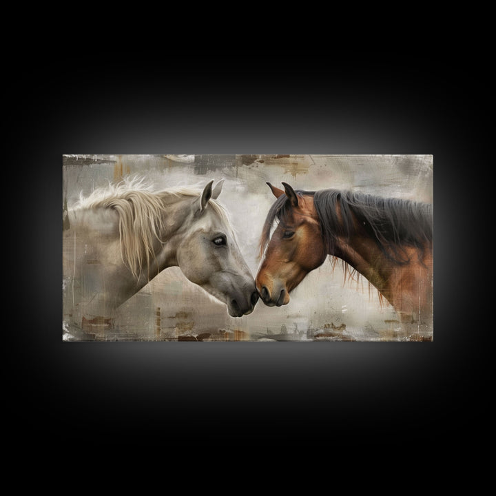 Cowboy Riding in Desert Landscape, Framed Canvas Print for Rustic Living Room Decor, Western Art for Home and Bedroom Decoration