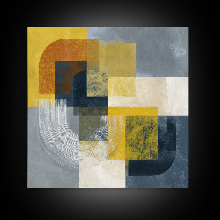 Statement Abstract with Bold Layered Brushwork Framed Canvas Print, Wall Art, Modern Decor, Living Room Decor, Abstract Art, WAL-1x1-1