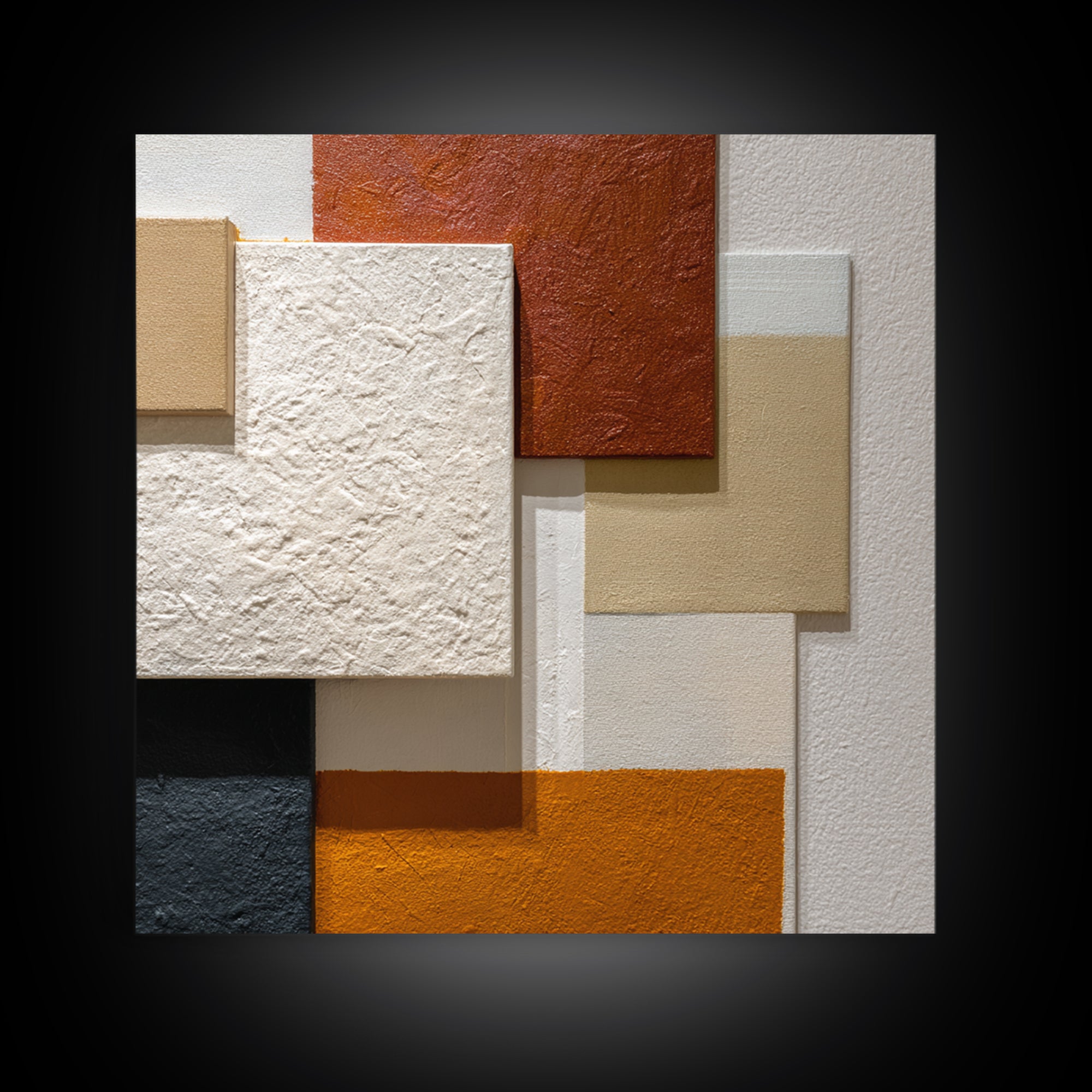 Mid Century Color Block Composition Framed Canvas Print, Wall Art, Art, Living Room Decor, Fine Art, Wall Clock, WAL-1x1-12
