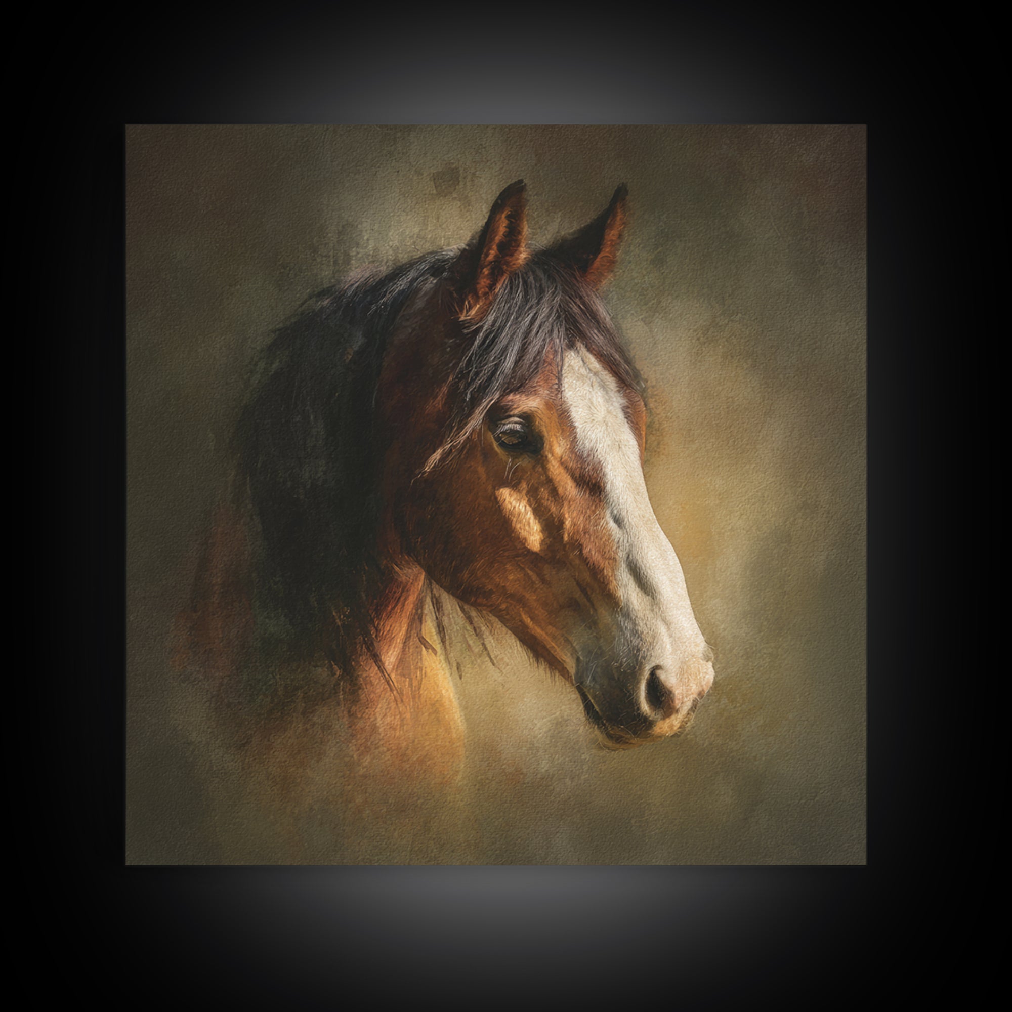Wild Horse Portrait Canvas Print, Wall Art, Abstract Wall Art, Living Room Decor, Fine Art, Contemporary Art, WAL-1x1-13