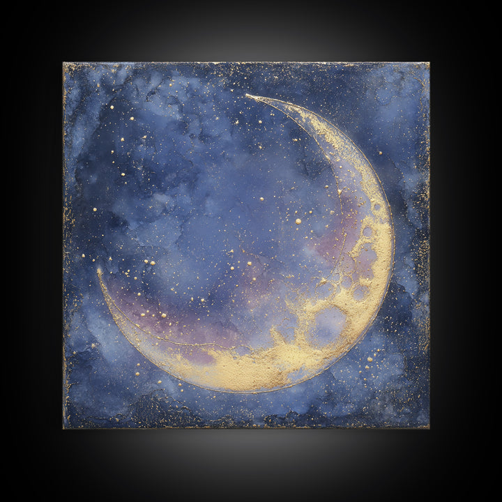 Celestial Moon and Stars Artwork Canvas Print, Wall Art, Digital Print, Living Room Decor, Fine Art, Luxury Decor, WAL-1x1-14