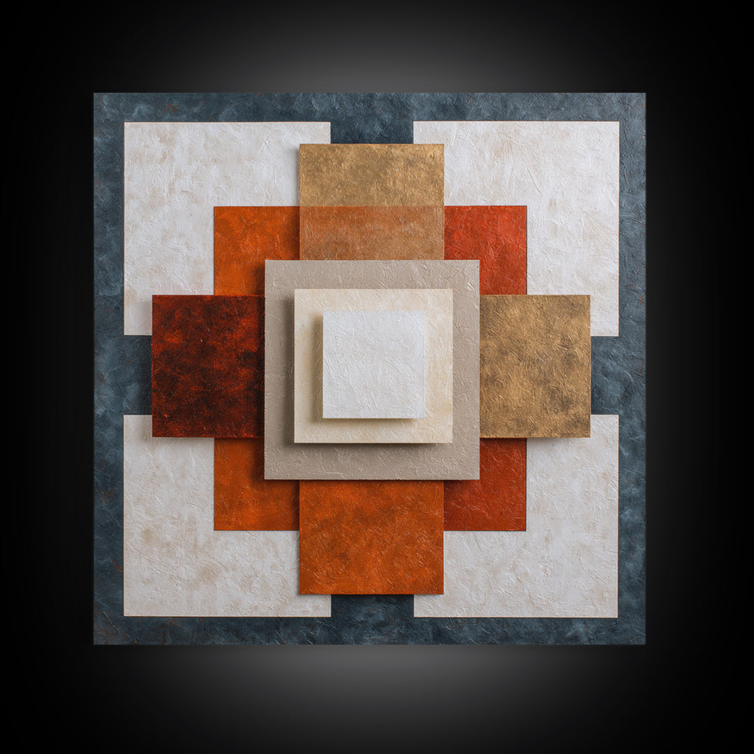 Modern Geometric Composition for Living Spaces Framed Canvas Print, Wall Art, Heart, Living Room Decor, Fine Art, WAL-1x1-28