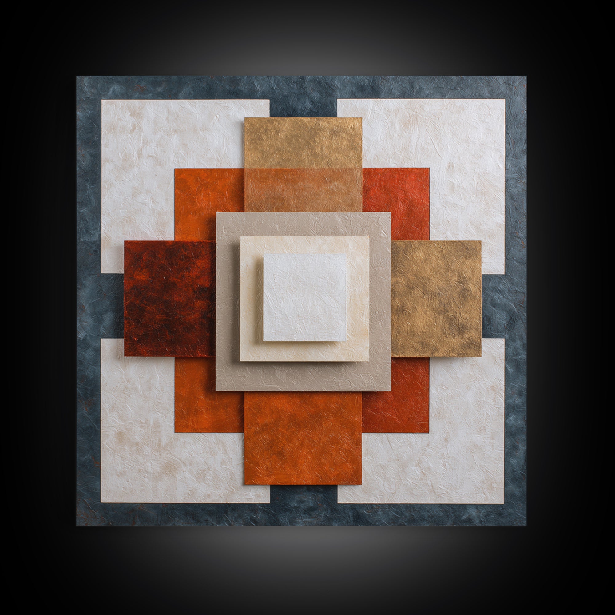 Modern Geometric Composition for Living Spaces Framed Canvas Print, Wall Art, Heart, Living Room Decor, Fine Art, WAL-1x1-28