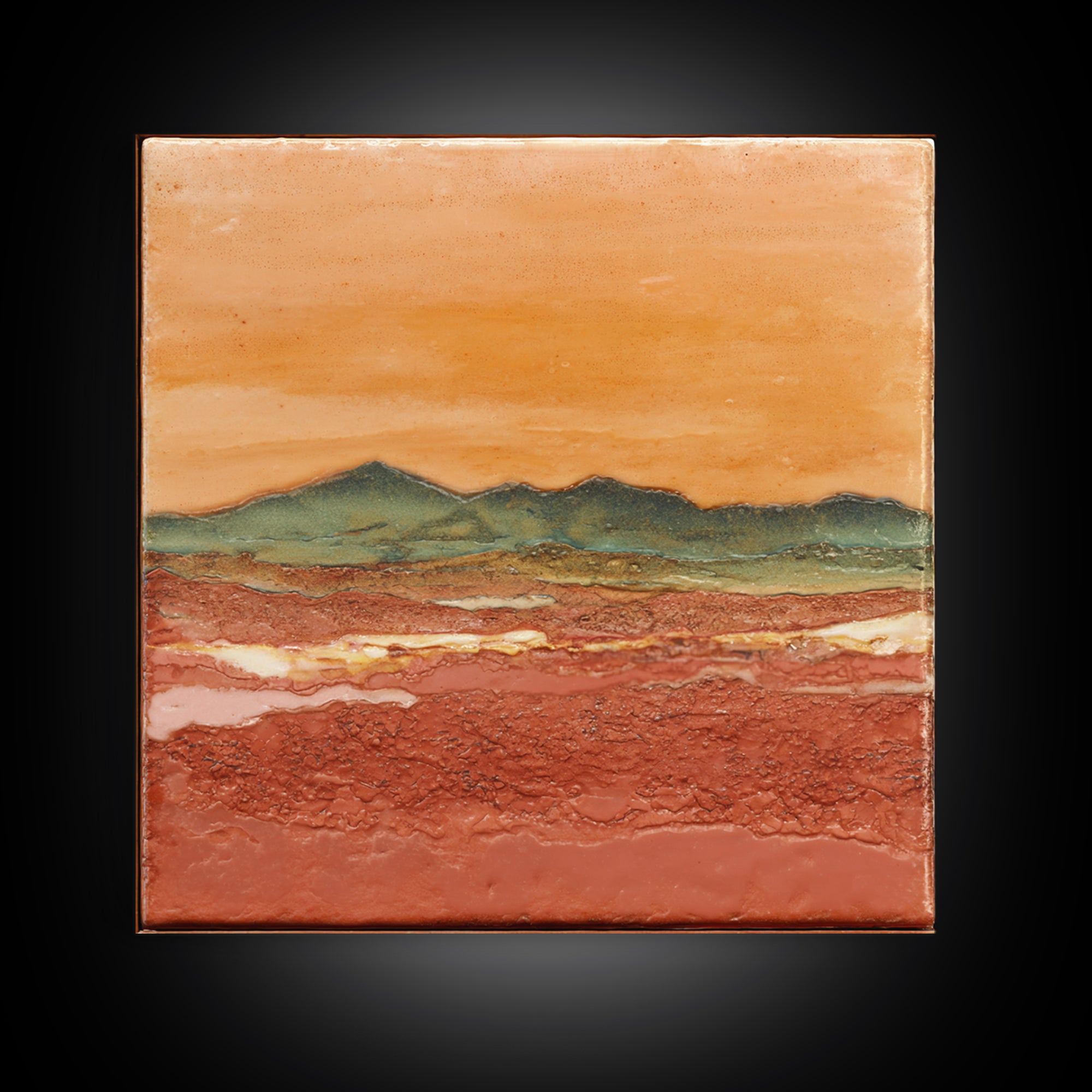 Desert Landscape in Warm Terracotta Tones Framed Canvas Print, Wall Art, Boho Decor, Living Room Decor, Fine Art, WAL-1x1-79