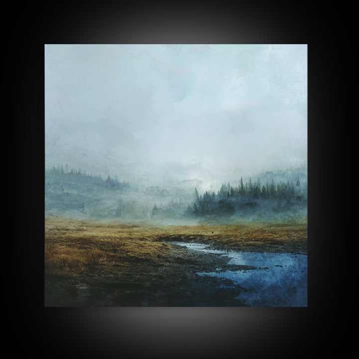 Moody Forest Landscape Canvas Print, Wall Art, Boho Decor, Living Room Decor, Fine Art, Painting, Art Print, WAL-1x1-82