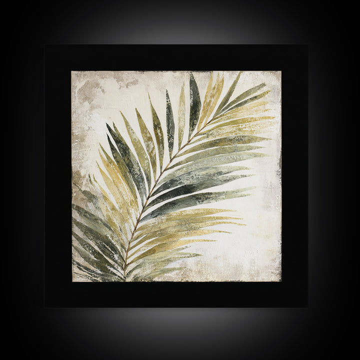 Tropical Palm Leaf Painting Framed Canvas Print, Wall Art, Minimalist Decor, Living Room Decor, Oil Painting, WAL-1x1-88