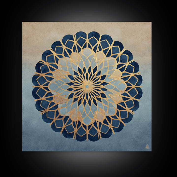 Sacred Geometry Mandala Framed Canvas Print, Wall Art, Living Room Decor, Oil Painting, Metal Wall Art, Digital Wall Art, WAL-1x1-93