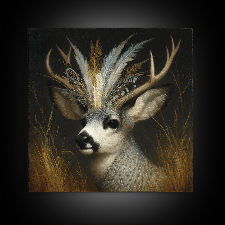 Whimsical Animal Portrait Canvas Print, Wall Art, Fine Art Print, Living Room Decor, Oil Painting, Wall Decor, WAL-1x1-95