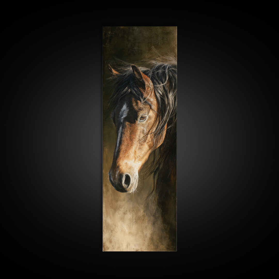 Wild Horse Portrait Canvas Print, Wall Art, Abstract Wall Art, Living Room Decor, Fine Art, Contemporary Art, WAL-1x3-1