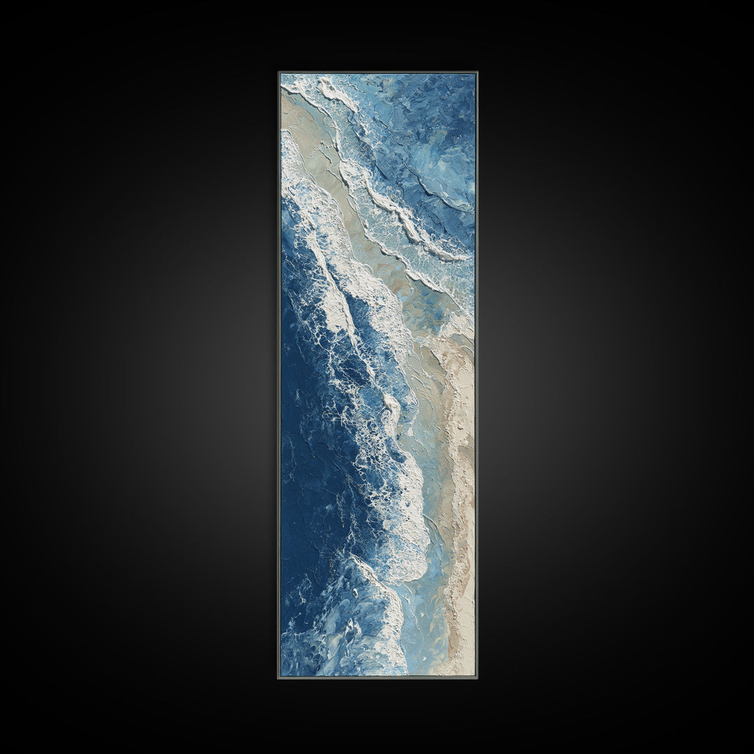 Coastal Aerial Water Study Canvas Print, Wall Art, Digital Wall Art, Living Room Decor, Fine Art, Wood Wall Art, WAL-1x3-23