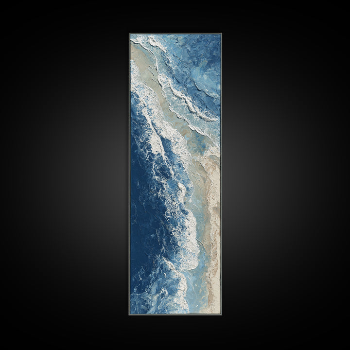 Coastal Aerial Water Study Canvas Print, Wall Art, Digital Wall Art, Living Room Decor, Fine Art, Wood Wall Art, WAL-1x3-23