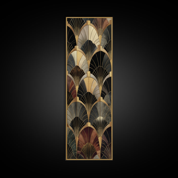 Art Deco Gold Fan Pattern Canvas Print, Wall Art, Painting, Living Room Decor, Fine Art, Wall Hanging, Home Decor Gift, WAL-1x3-32