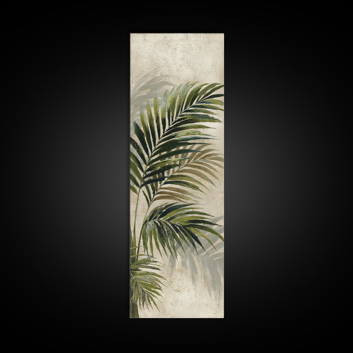 Tropical Palm Leaf Painting Framed Canvas Print, Wall Art, Minimalist Decor, Living Room Decor, Oil Painting, WAL-1x3-4