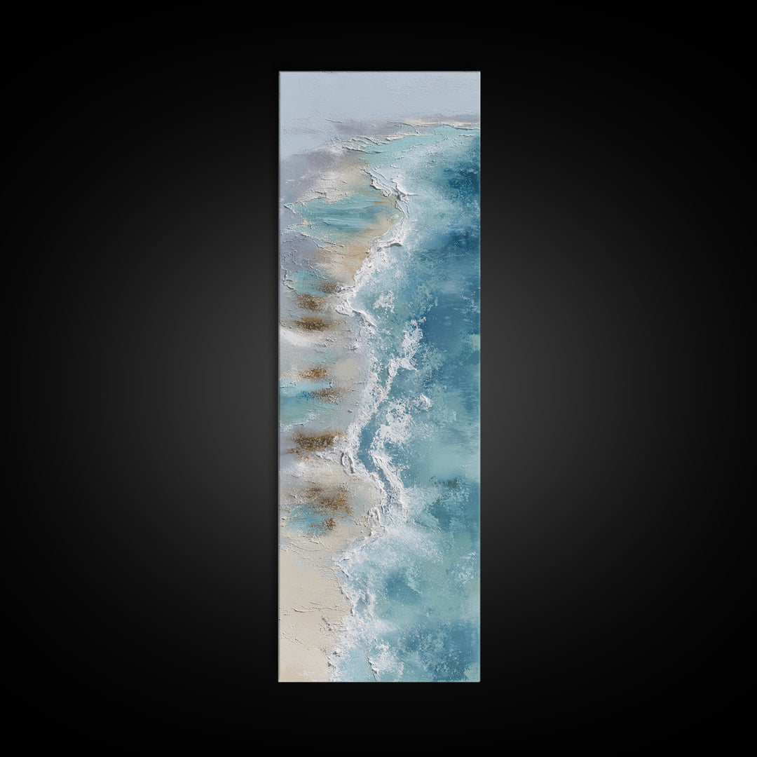 Coastal Aerial Water Study Framed Canvas Print, Wall Art, Home Decor Gift, Living Room Decor, Fine Art, Neutral Decor, WAL-1x3-47