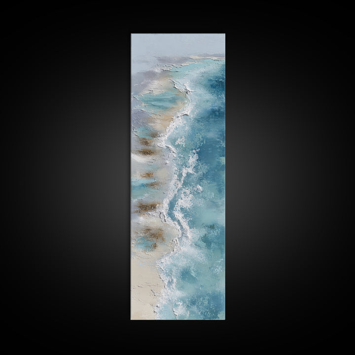 Coastal Aerial Water Study Framed Canvas Print, Wall Art, Home Decor Gift, Living Room Decor, Fine Art, Neutral Decor, WAL-1x3-47
