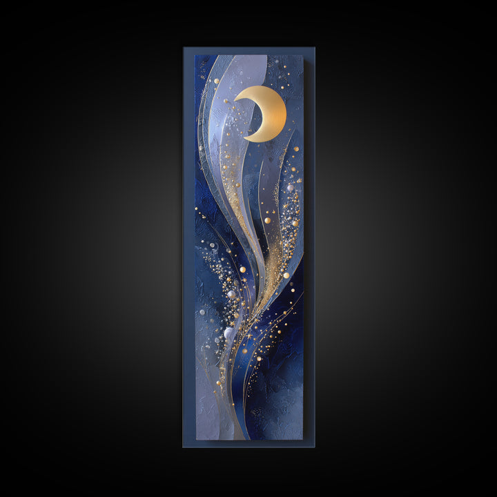 Celestial Moon and Stars Artwork Framed Canvas Print, Wall Art, Fine Art Print, Living Room Decor, Fine Art, WAL-1x3-50