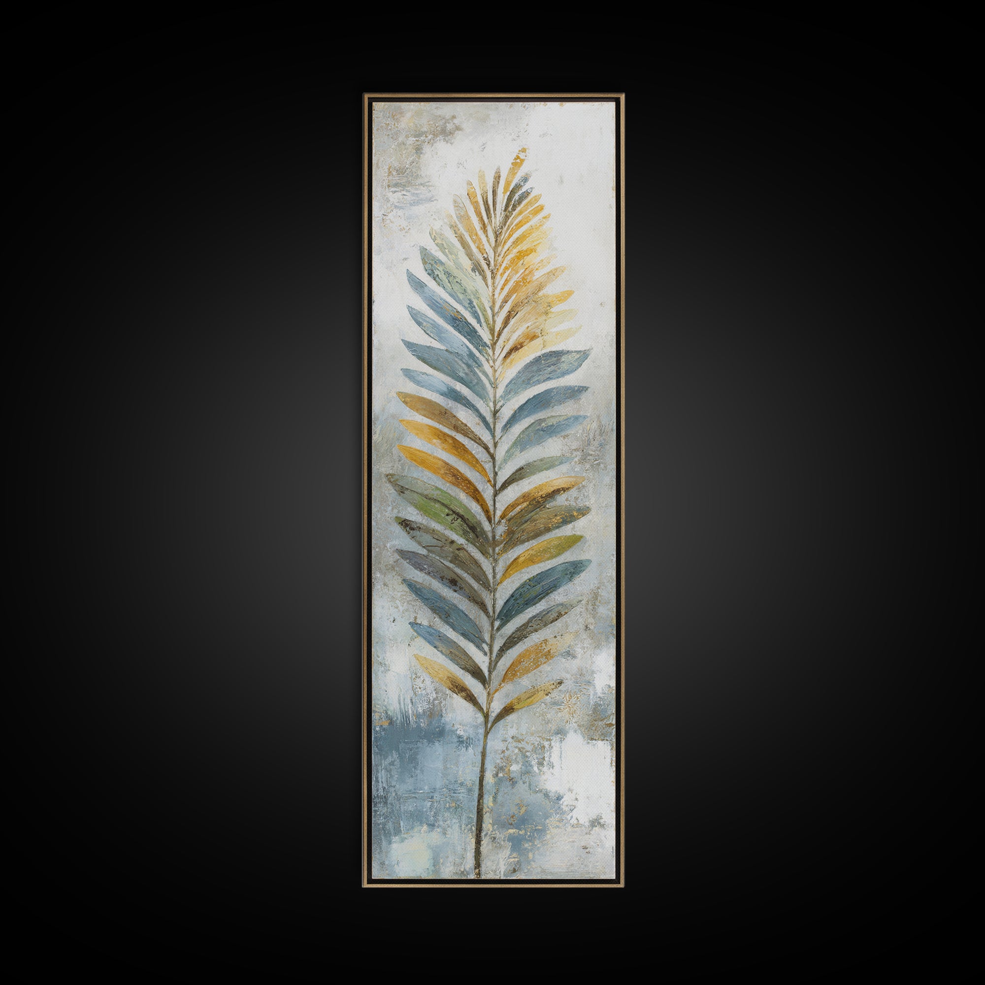 Tropical Palm Leaf Painting Framed Canvas Print, Wall Art, Canvas, Living Room Decor, Watercolor Art, Canvas Wall Art, WAL-1x3-52