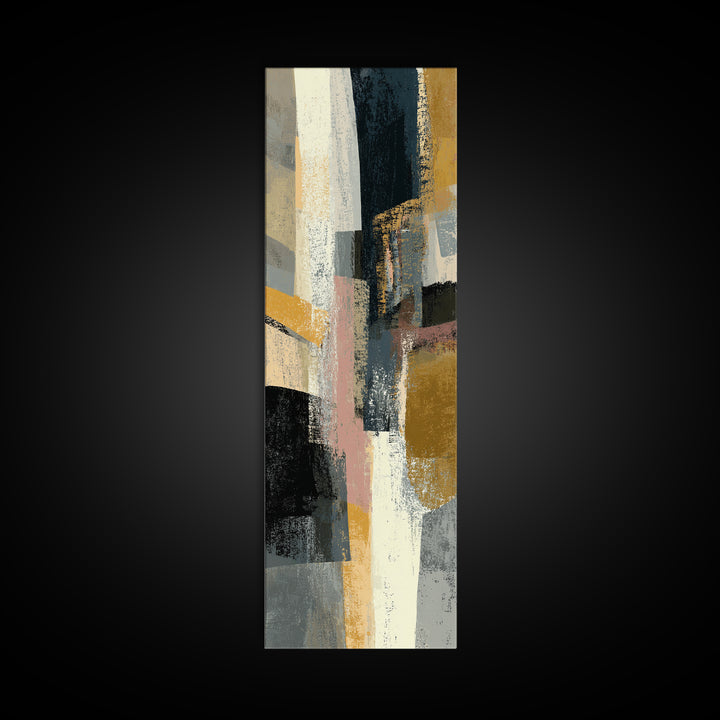 Statement Abstract with Bold Layered Brushwork Framed Canvas Print, Wall Art, Wall Decor, Living Room Decor, Abstract Art, WAL-1x3-61