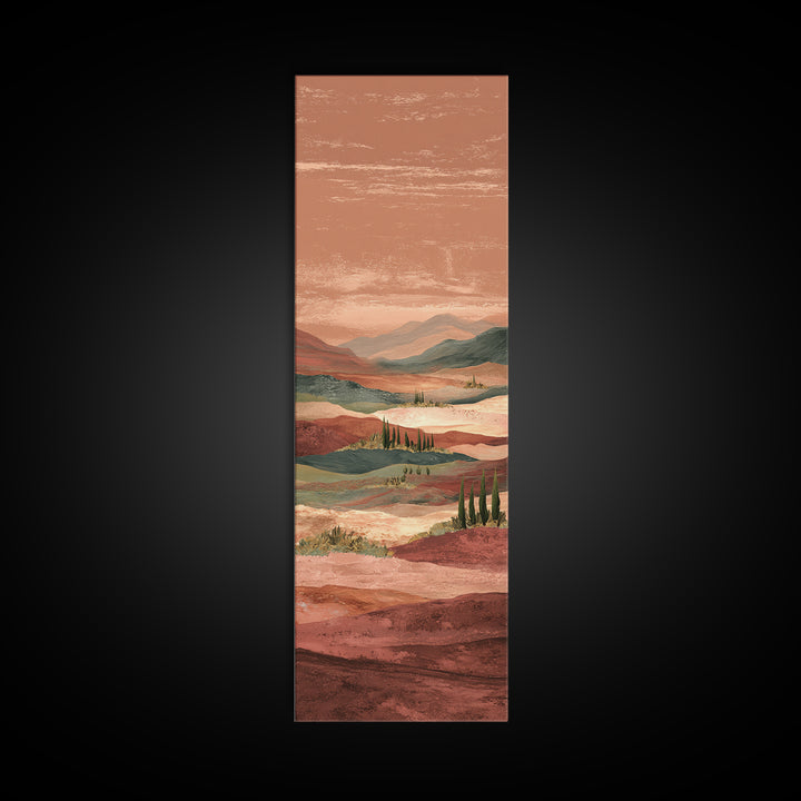 Desert Landscape in Warm Terracotta Tones Canvas Print, Wall Art, Abstract Wall Art, Living Room Decor, Watercolor Art, WAL-1x3-67
