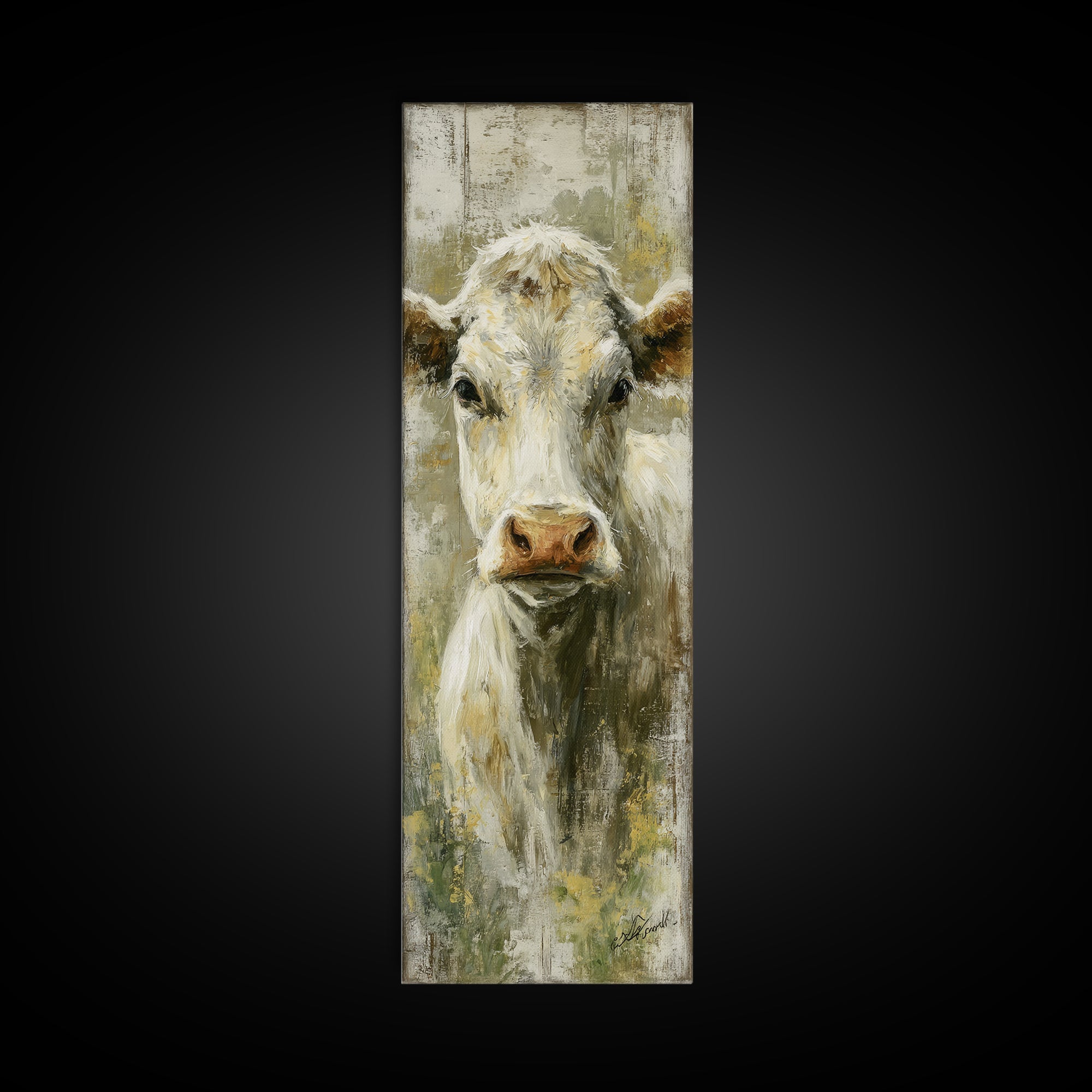 Rustic Farmhouse Cow Portrait Canvas Print, Wall Art, Canvas, Living Room Decor, Oil Painting, Canvas Wall Art, WAL-1x3-7