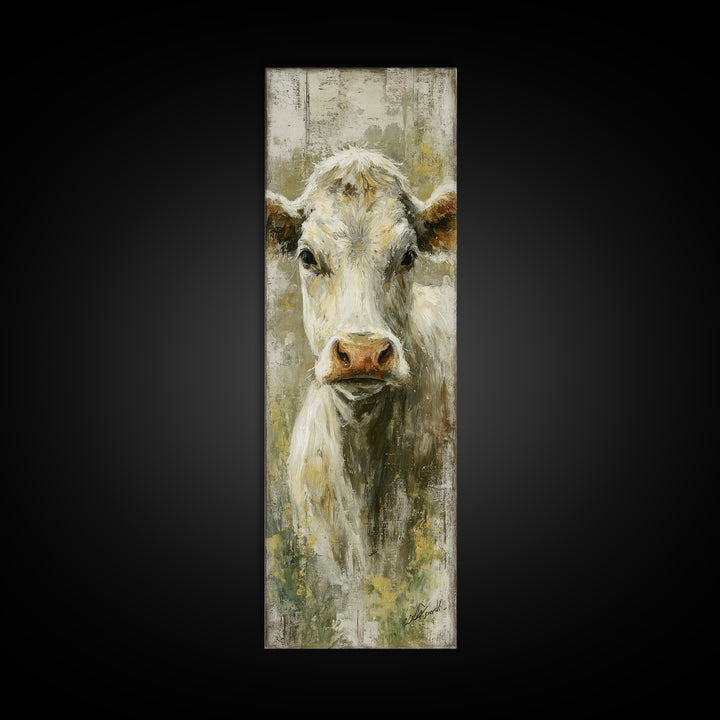 Rustic Farmhouse Cow Portrait Canvas Print, Wall Art, Canvas, Living Room Decor, Oil Painting, Canvas Wall Art, WAL-1x3-7