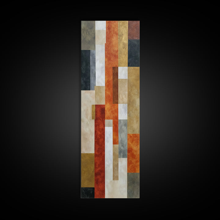 Modern Geometric Composition for Living Spaces Canvas Print, Wall Art, Textured Wall Art, Living Room Decor, Abstract Art, WAL-1x3-88