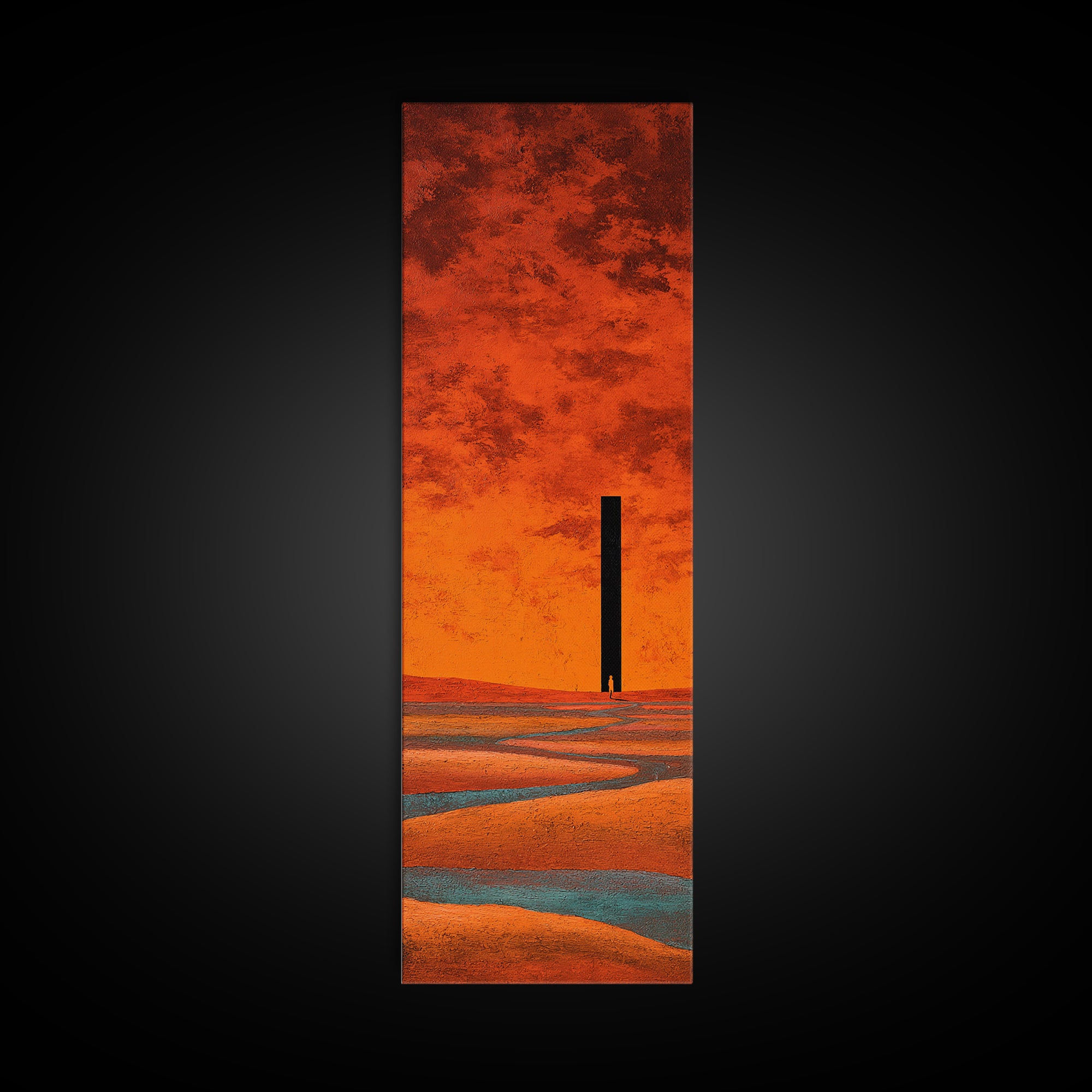 Desert Landscape in Warm Terracotta Tones Framed Canvas Print, Wall Art, Boho Decor, Living Room Decor, Fine Art, WAL-1x3-91
