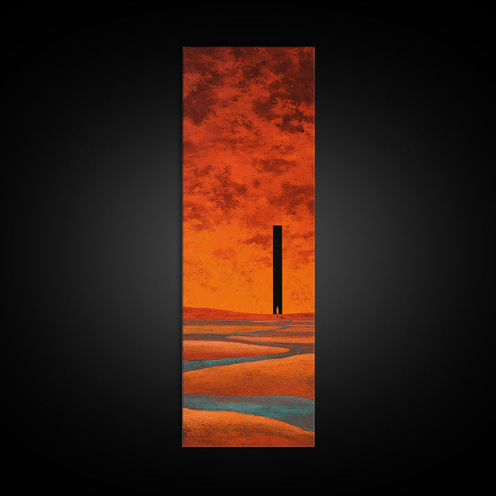 Desert Landscape in Warm Terracotta Tones Framed Canvas Print, Wall Art, Boho Decor, Living Room Decor, Fine Art, WAL-1x3-91