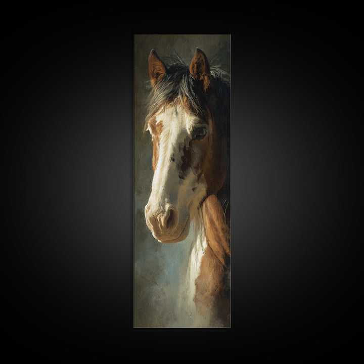 Wild Horse Portrait Canvas Print, Wall Art, Boho Decor, Living Room Decor, Fine Art, Painting, Art Print, Heart, WAL-1x3-97