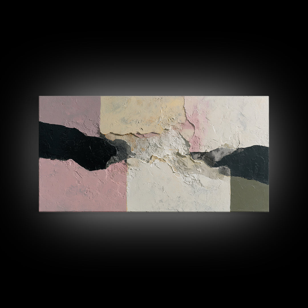 Luxury Neutral Plaster Texture Abstract Framed Canvas Print, Wall Art, Original Art, Living Room Decor, Abstract Art, WAL-2x1-11