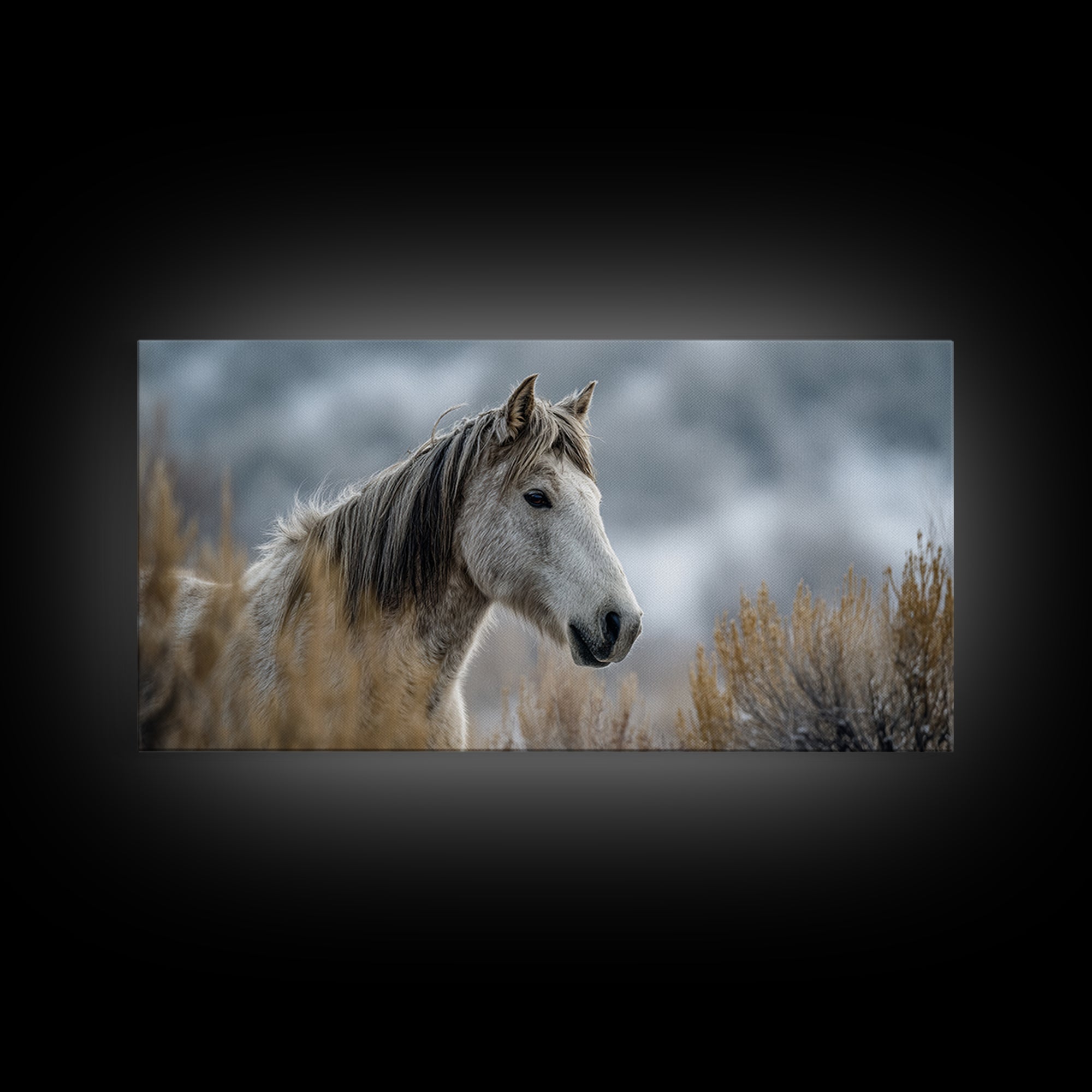 Wild Horse Portrait Framed Canvas Print, Wall Art, Wall Decor, Living Room Decor, Fine Art, Large Wall Art, Art Deco, WAL-2x1-33