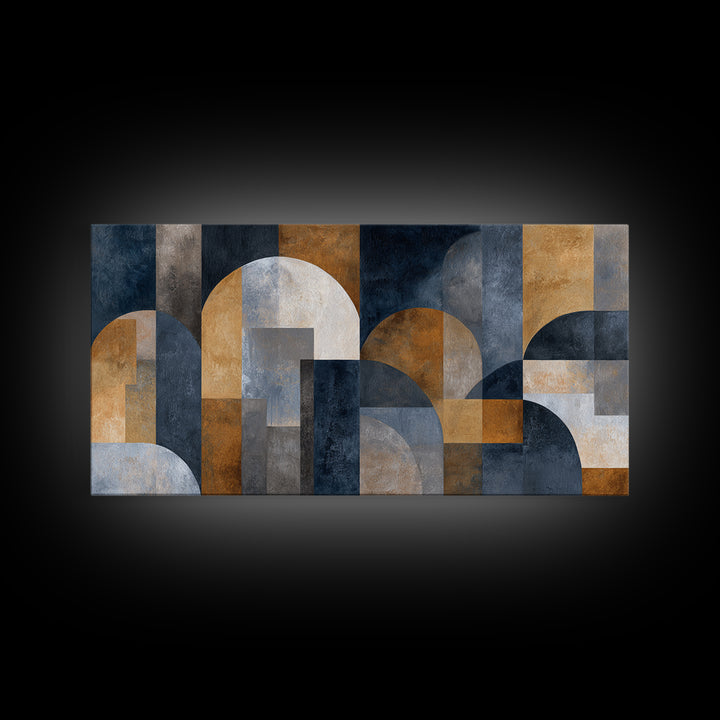 Luxury Neutral Plaster Texture Abstract Framed Canvas Print, Wall Art, Living Room Decor, Abstract Art, Metal Wall Art, WAL-2x1-35