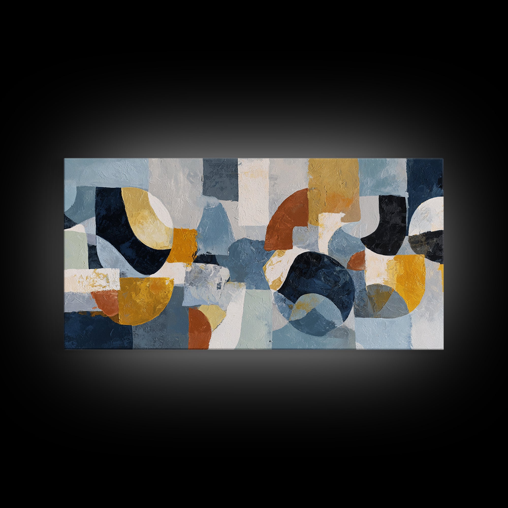Statement Abstract with Bold Layered Brushwork Framed Canvas Print, Wall Art, Metal Wall Art, Living Room Decor, Fine Art, WAL-2x1-45