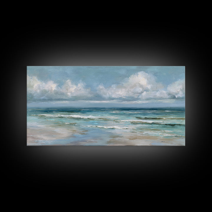 Classic Seascape with Dramatic Clouds Canvas Print, Wall Art, Wall Art for Mom, Living Room Decor, Oil Painting, WAL-2x1-47