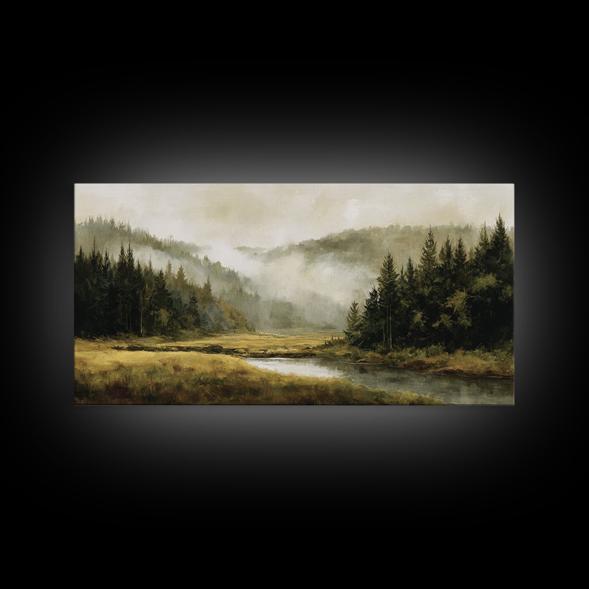 Moody Forest Landscape Canvas Print, Wall Art, Wall Decor, Living Room Decor, Fine Art, Large Wall Art, Art Deco, WAL-2x1-54